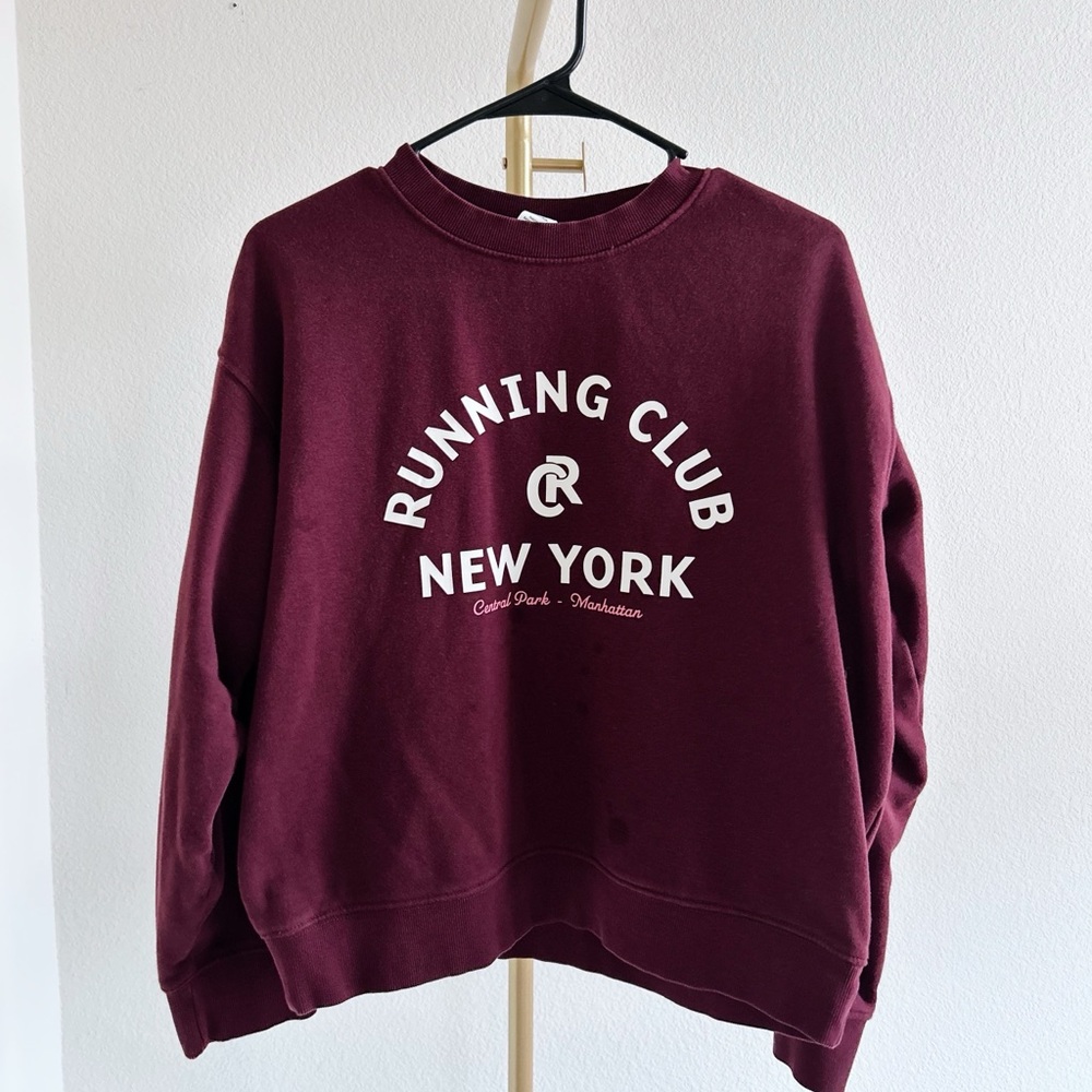 H&M Burgundy Running Club Crewneck - Size XS